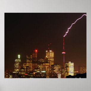 CN Tower in Toronto Lightning Strike Poster