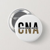 CNA Certified Nursing Assistant Cheetah Print Button (Vorne & Hinten)