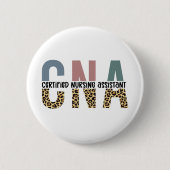 CNA Certified Nursing Assistant Cheetah Print Button (Vorderseite)