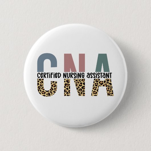 CNA Certified Nursing Assistant Cheetah Print Button (Vorderseite)