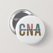 CNA Certified Nursing Assistant Cheetah Print Button (Vorne & Hinten)