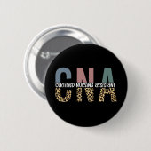 CNA Certified Nursing Assistant Cheetah Print Button (Vorne & Hinten)