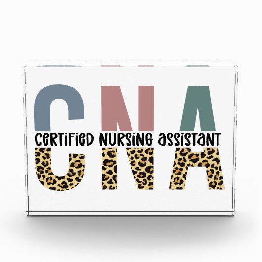 CNA Certified Nursing Assistant Cheetah Print Fotoblock (Vorderseite)
