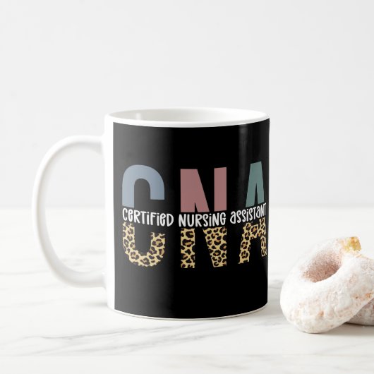 CNA Certified Nursing Assistant Cheetah Print Kaffeetasse (Mit Donut)
