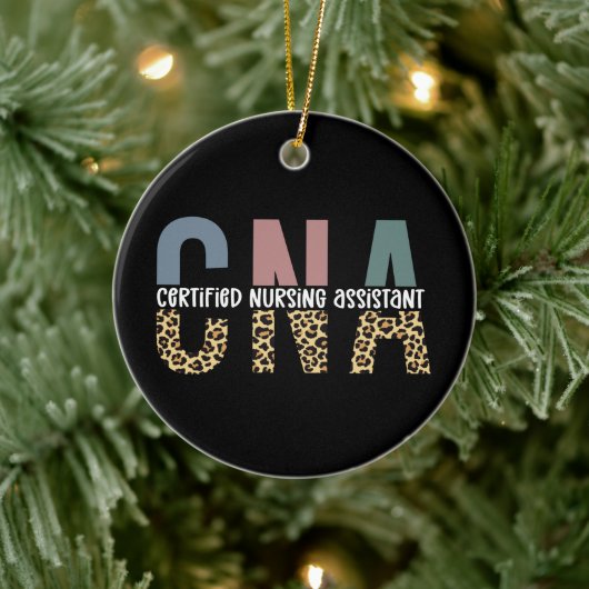 CNA Certified Nursing Assistant Cheetah Print Keramik Ornament (Baum)