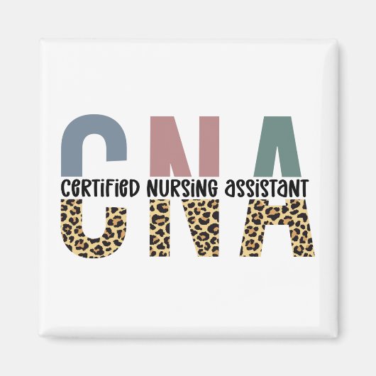 CNA Certified Nursing Assistant Cheetah Print Magnet (Vorne)