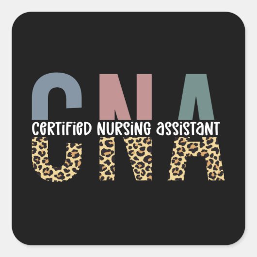 CNA Certified Nursing Assistant Cheetah Print Quadratischer Aufkleber (Vorderseite)