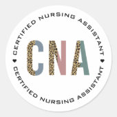CNA Certified Nursing Assistant Cheetah Print Runder Aufkleber (Vorderseite)