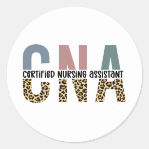 CNA Certified Nursing Assistant Cheetah Print Runder Aufkleber