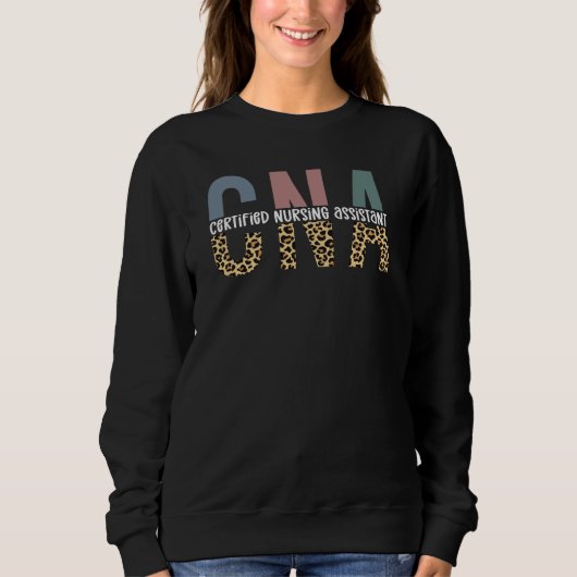 CNA Certified Nursing Assistant Cheetah Print Sweatshirt (Vorderseite)