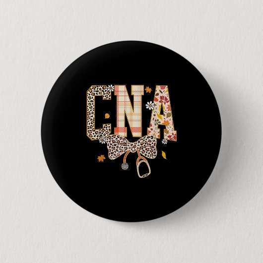 Cna Fall Kariert Leopard Bow Stethoscope Button (Vorderseite)