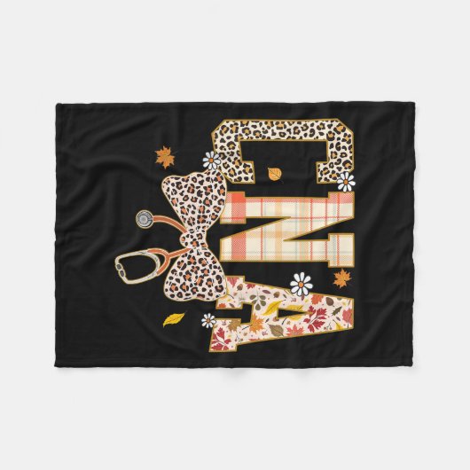 Cna Fall Kariert Leopard Bow Stethoscope Fleecedecke (Vorderseite (Horizontal))