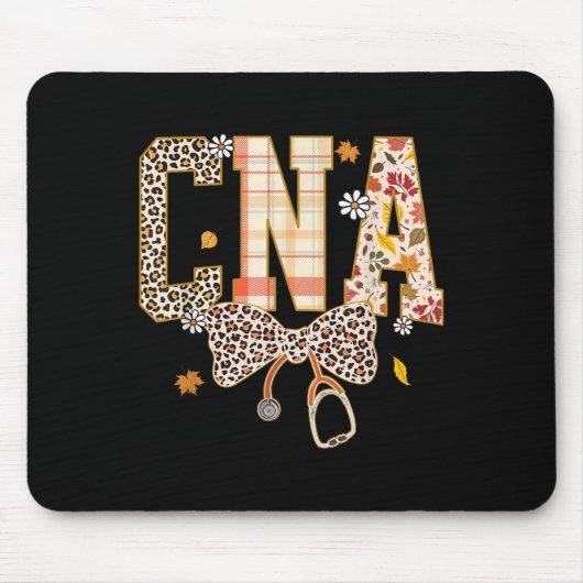 Cna Fall Kariert Leopard Bow Stethoscope Mousepad (Vorne)
