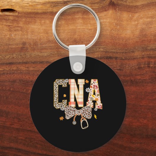 Cna Fall Kariert Leopard Bow Stethoscope Schlüsselanhänger (Vorderseite)