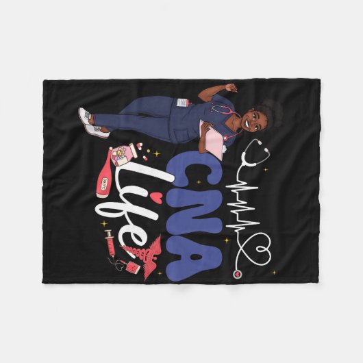 Cna Krankenschwester Black History Month Afroameri Fleecedecke (Vorderseite (Horizontal))