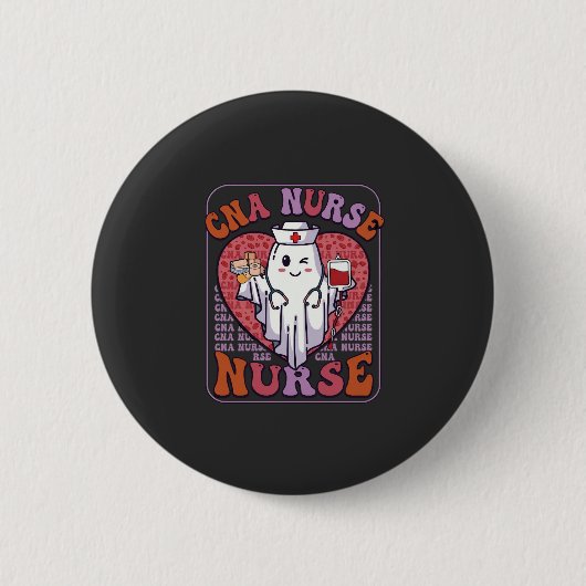 Cna-Krankenschwester Halloween-Geist Stethoskop Bl Button (Vorderseite)