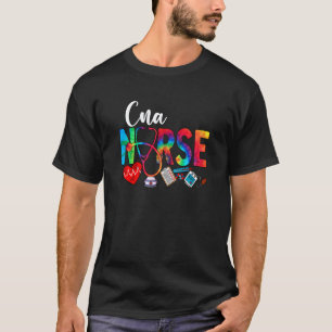 CNA-Krankenschwester Tie Dye Liebesherz Stethoskop T-Shirt