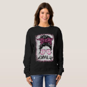 Cna Life Messy Bun Pink Leopard Bleached Nurse's D Sweatshirt (Vorne ganz)