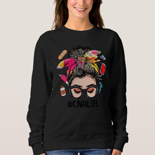 CNA Life Messy Bun Women  CNA Sweatshirt (Vorderseite)
