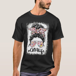 Cna Life Unordentlicher Dutt Rosa Leopard Gebleich T-Shirt