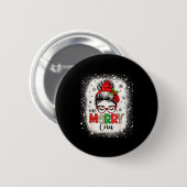 Cna Nurse Messy Bun Nurse's Aid Christmas Button (Vorne & Hinten)