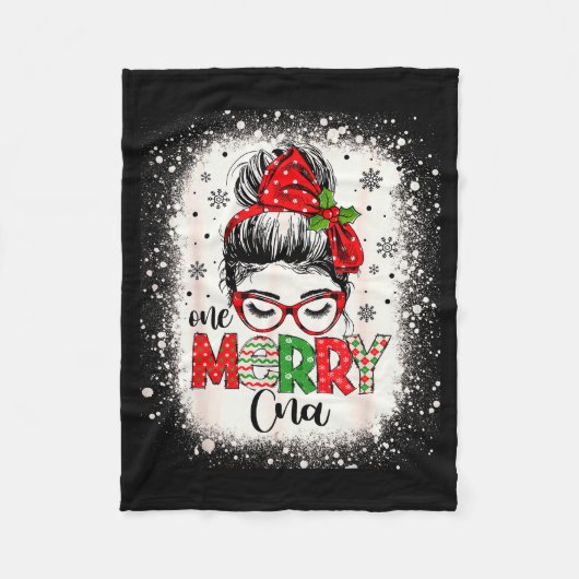 Cna Nurse Messy Bun Nurse's Aid Christmas Fleecedecke (Vorderseite)
