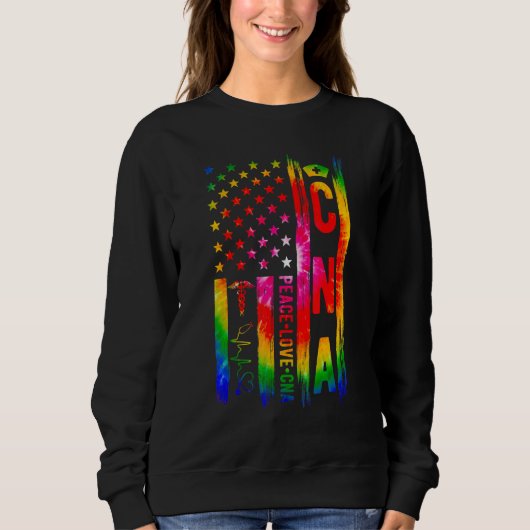 CNA Nurse US Flag Certified Nursing Assistant Sweatshirt (Vorderseite)