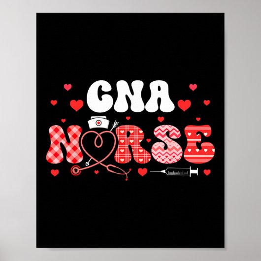 Cna Nurse Valentine's Day Hearts Matching Job Team Poster (Vorne)