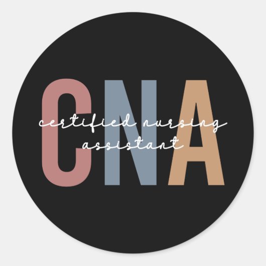 CNA Retro Certified Nursing Assistant Runder Aufkleber (Vorderseite)