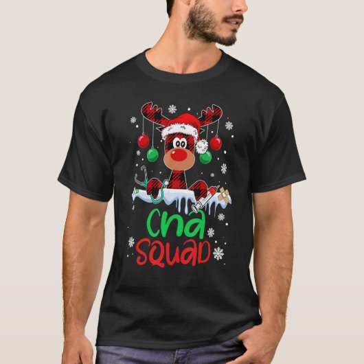 CNA Squad Christmas Reindeer Stethoscope Matching T-Shirt (Vorderseite)