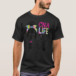 Cna Stethoskop Tie Dye Unordentlicher Dutt Kranken T-Shirt
