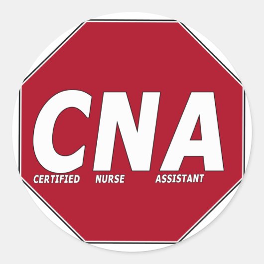 CNA-STOPP-SIGN - ZERTIFIZIERTER KRANKENHILFE RUNDER AUFKLEBER (Vorderseite)