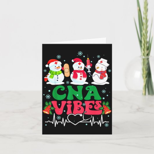 Cna Vibes Nurse Snowman Stethoscope Santa Funny Ch Karte (Vorderseite)