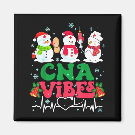 Cna Vibes Nurse Snowman Stethoscope Santa Funny Ch Magnet (Vorne)