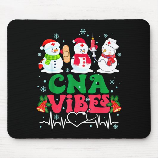 Cna Vibes Nurse Snowman Stethoscope Santa Funny Ch Mousepad (Vorne)