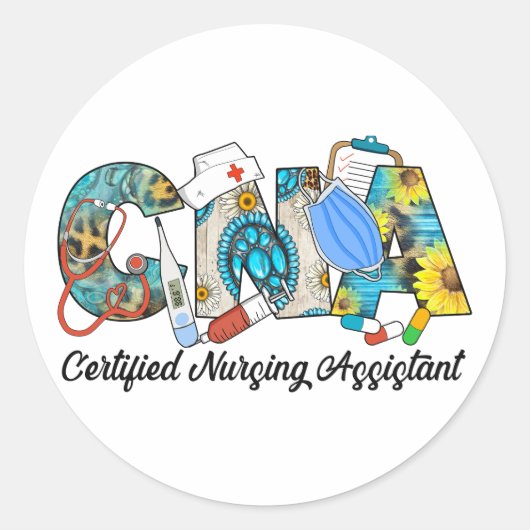 CNA-zertifizierter Krankenpfleger Runder Aufkleber (Vorderseite)