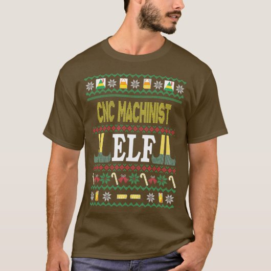 CNC Machinist Elf Funny Weihnachtsgeschenk T-Shirt (Vorderseite)