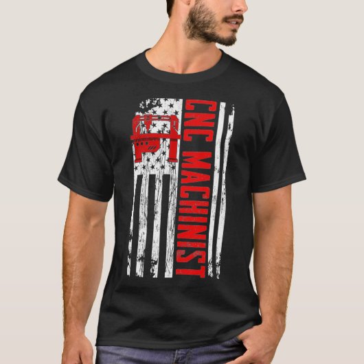 CNC-machinistische amerikanische Flagge T-Shirt (Vorderseite)