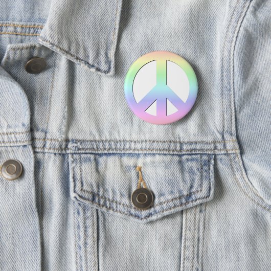 CND Peace Symbol Soft Pastell Rainbow auf Weiß Button (Beispiel)