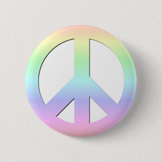 CND Peace Symbol Soft Pastell Rainbow auf Weiß Button