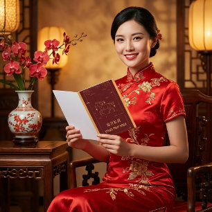 CNY 2026 Jahr des Pferdes Elegantes Rot & Gold Feiertagskarte