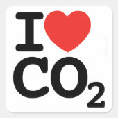 CO2 - I Liebe Kohlendioxid-Aufkleber Quadratischer Aufkleber (Vorderseite)