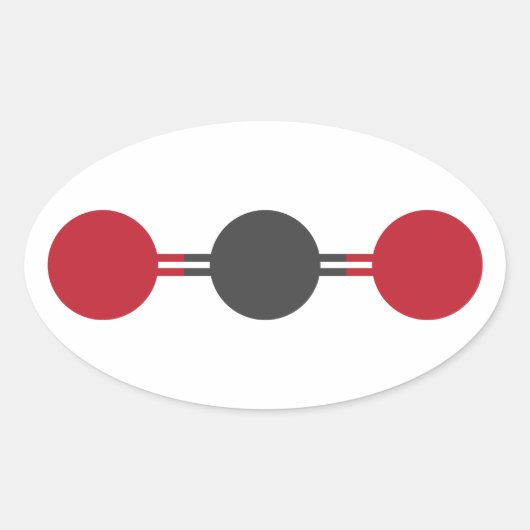 CO2 Molekulare Struktur Ovaler Aufkleber (Vorderseite)