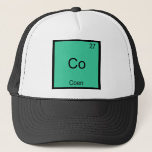 Co - Coen Lustiges Chemie-Element-Symbol-T-Shirt Truckerkappe