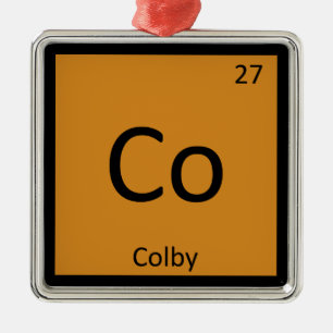 Co - Colby Cheese Chemistry Periodic Table Symbol Ornament Aus Metall