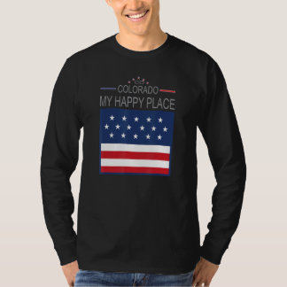 CO Colorado My Happy Place USA Staaten Flag Karte T-Shirt
