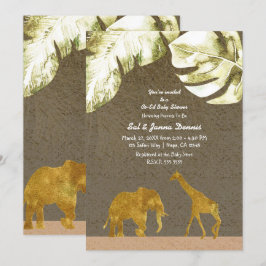 Co-ed Baby Shower Gold Safari Jungle Animals Einladung