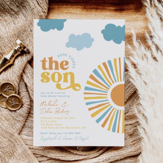Co-Ed hier kommt die Son Baby Dusche Einladung