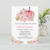 Co Ed Pumpkins Pink Girls Babydusche Einladung (Stehend Vorderseite)