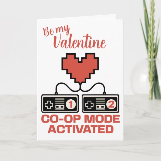 Co-Op-Modus Videospiel Valentinstag Feiertagskarte (Vorderseite)